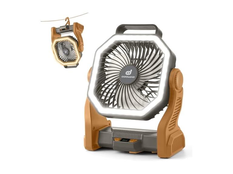 Odoland Brown Rechargeable Camping Fan