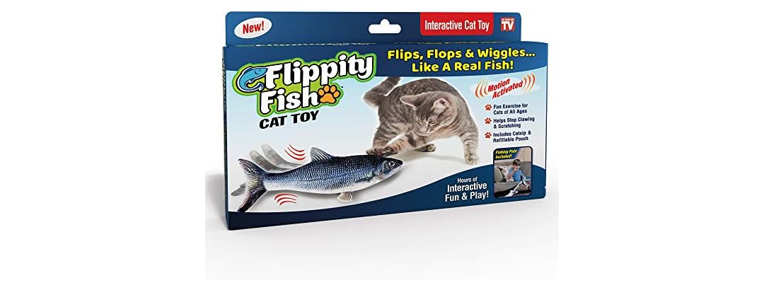 Ontel Flippity Fish Interactive Cat Toy with Catnip