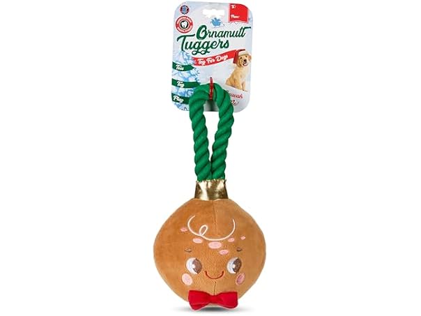 Bow Wow Pet Gingerbread Ornament Rope Plush Dog Toy