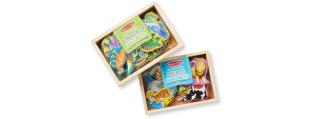 Melissa & Doug Wooden Magnets Set - Animals and Dinosaurs