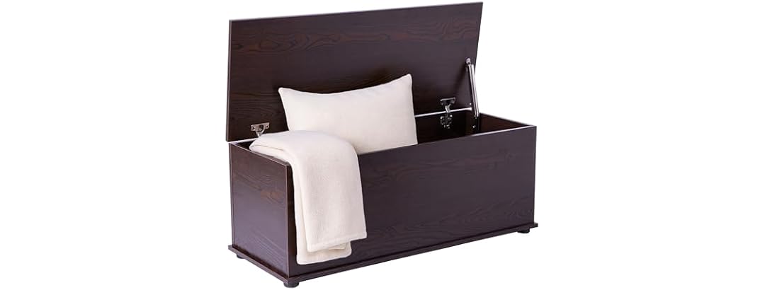 Basicwise Wooden End of Bed Storage Chest Brown