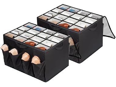 STORAGEIDEAS Fabric Shoe Organizer for Closet Black, 2 Pack